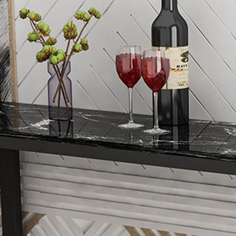 Glam Bar Height Table Faux Marble Top Bistro Table with Sled Base