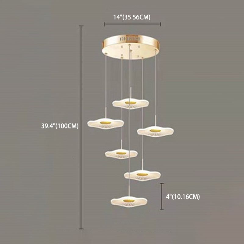 Modern Multiple Lotus Leaf  Shaped Shade Pendant Light  Acrylic Long Hanging Lamp  for Living Room