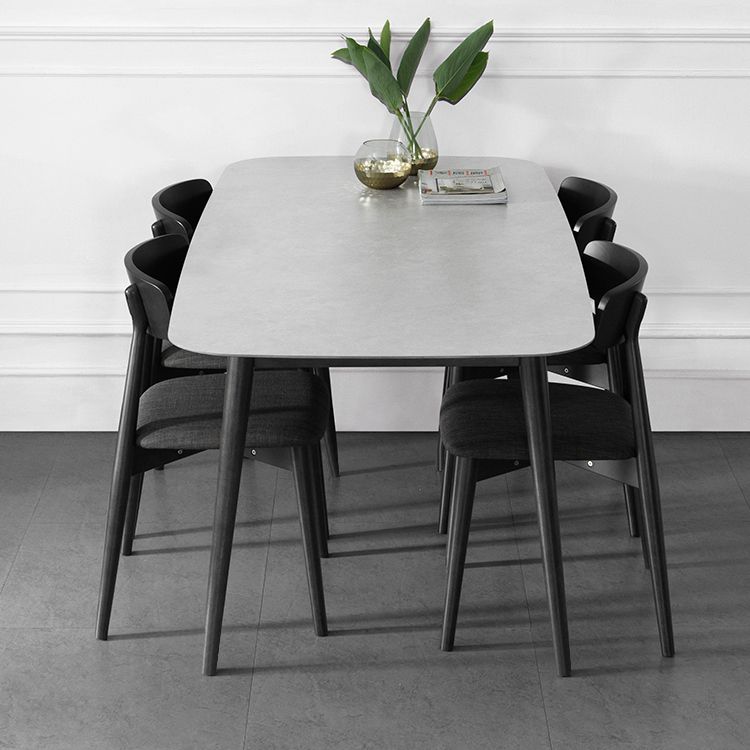 Modern Style Gray Stone Table Rectangle Dining Table for Kitchen