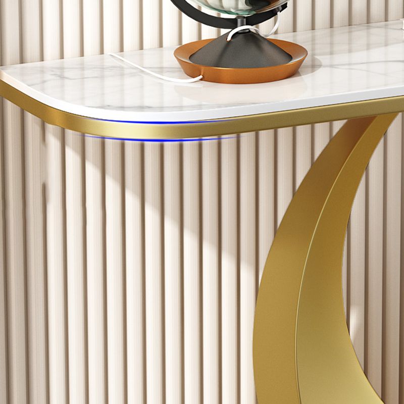 Scratch Resistant Glam Marble/metal Half Moon Abstract Console Table