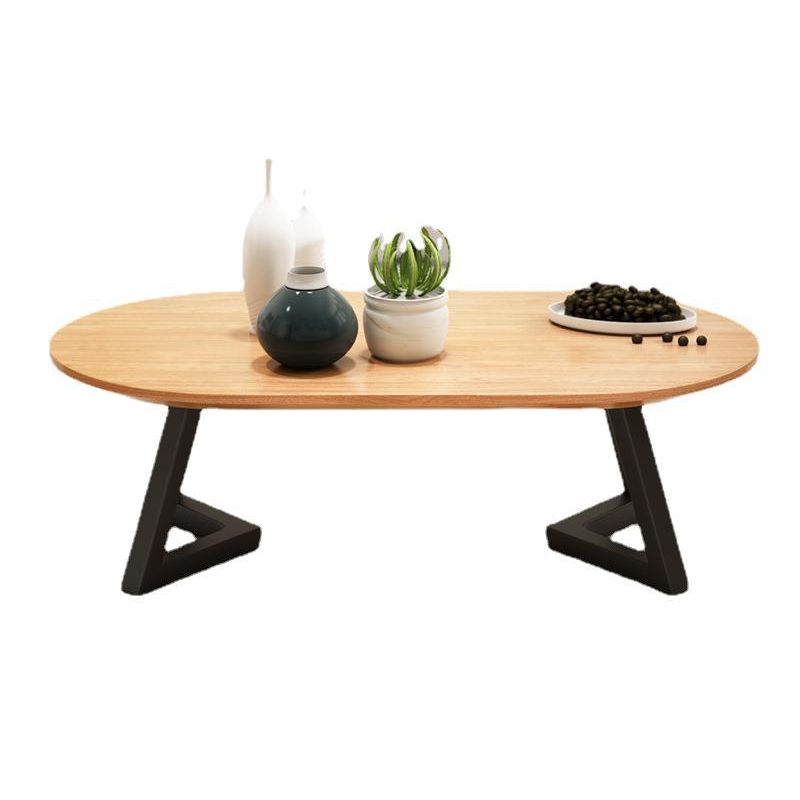 Nordic Solid Wood Elliptical Coffee Cocktail Table with 2 Legs
