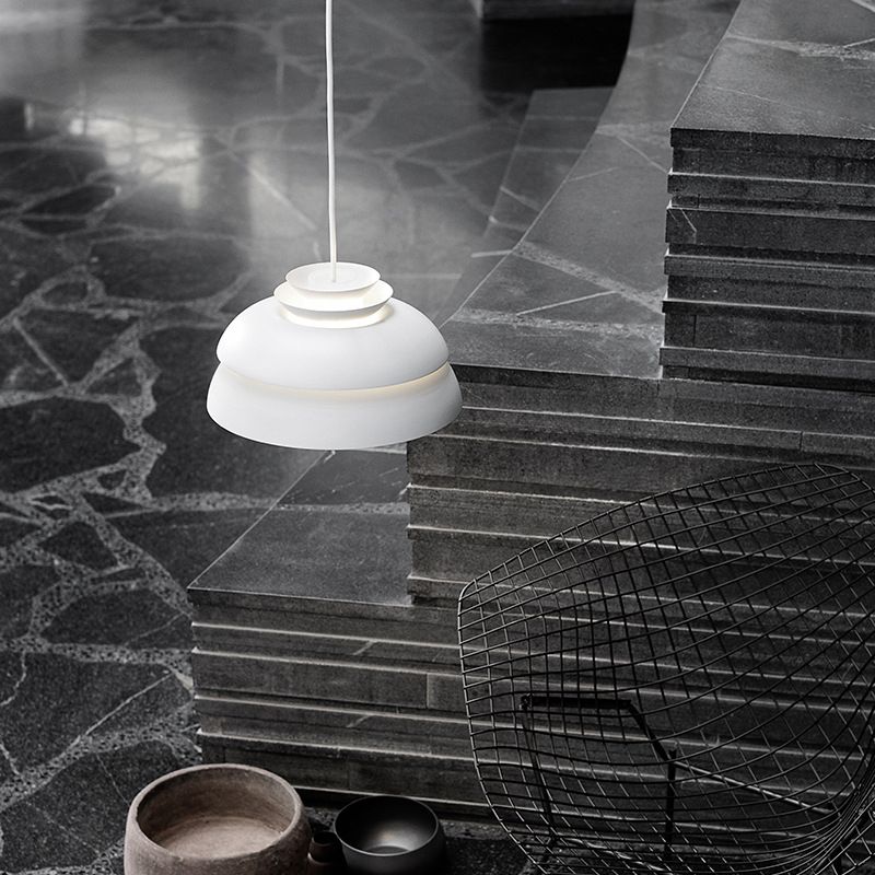 Diseño de capas Minimalismo Minimalismo Minimalismo Lámpara colgante de aluminio Aleación de una sola bombilla Café Luz decorativa en blanco puro