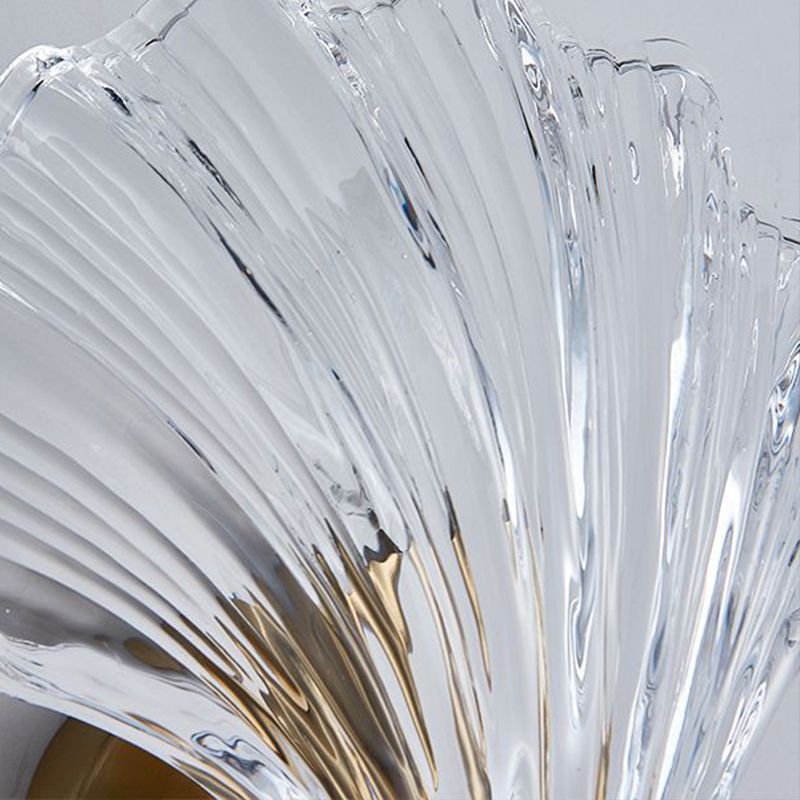 Shell Shape Glass Vanity Lights Modern Style 1 Light Vanity Light Fixtures in Gold