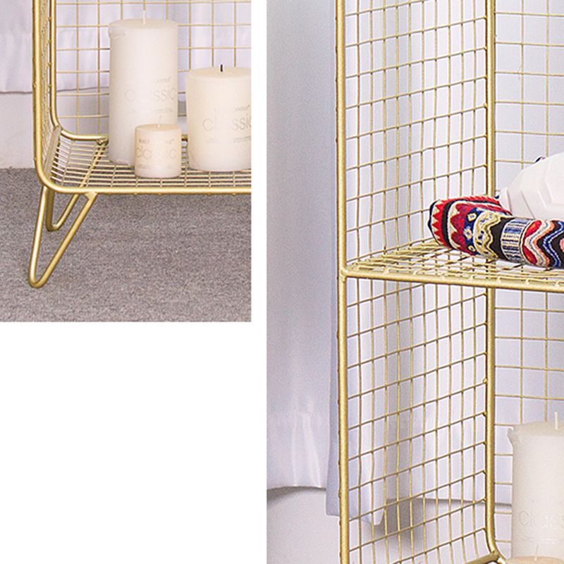 11" Wide Glam Shelf Bookcase Closed Back Gold Metal Bookcase