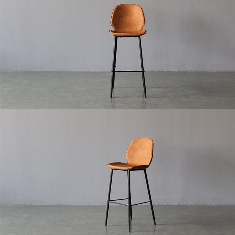 Contemporary Faux Leather Counter Stool Low Back Stool with Black Frame