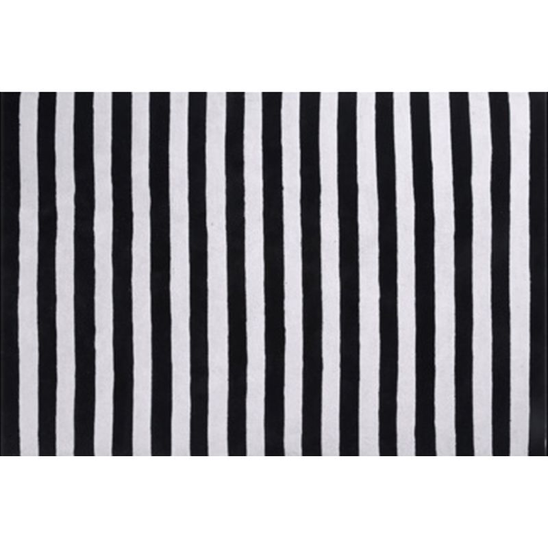 Tapis à rayures en polyester moderne noir et blanc Tapis de support sans glissement lavable pour le salon