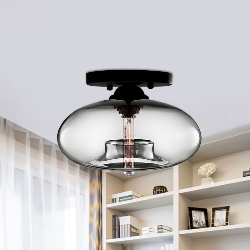Lampe encastrée ovale en verre, Style Simple, 1 lumière claire/ambre/fumée, plafonnier pour couloir