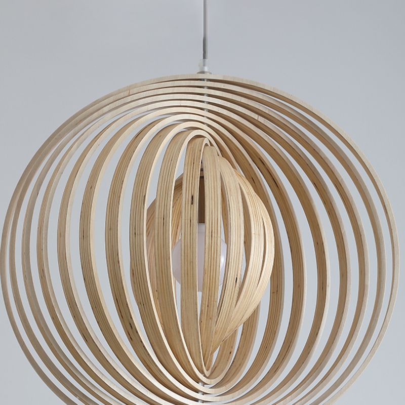 Forme sphérique Éclairage suspendu en bois massif de style moderne 1 suspension légère pour le chevet