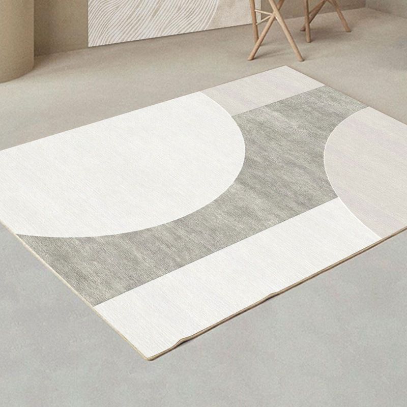 Gray Modern Rug Polyester Diamond Area Rug Washable Rug for Living Room