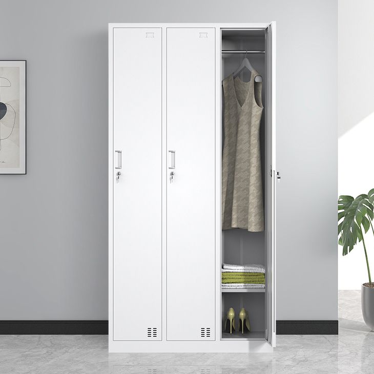 Contemporary Steel Storage Cabinet White Metal Hinged Door Cabinet