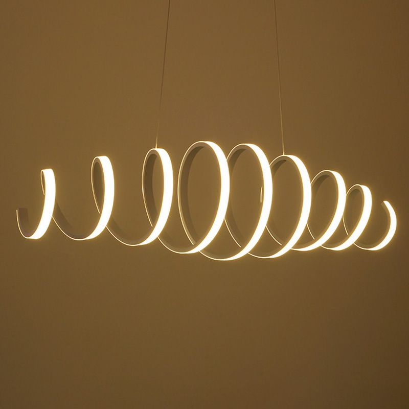 White Spiral Pendant Light Minimalism LED Acrylic Ceiling Suspension Lamp for Dining Room