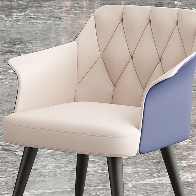 Silla de comedor con brazo de metal Glam, sillas laterales de piel sintética para uso doméstico
