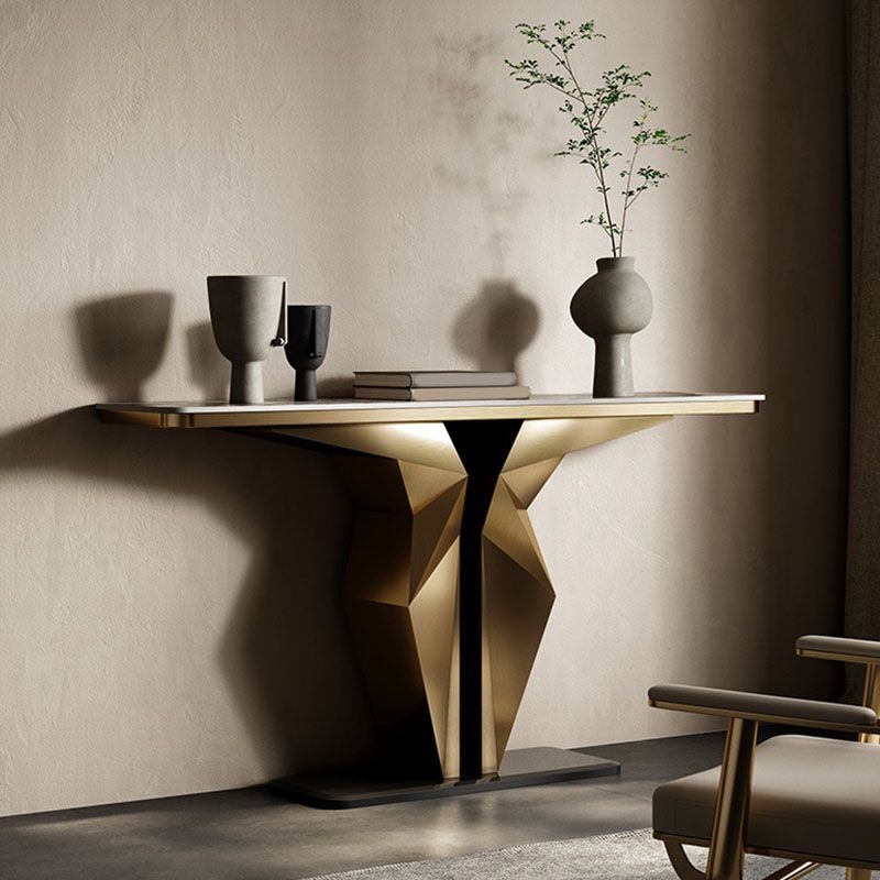 Rectangle Contemporary Console Table Gold/Black Stone Console Sofa Table