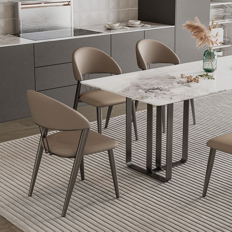 Contemporary Upholstered Armless Chair Home Metal Dining Chair