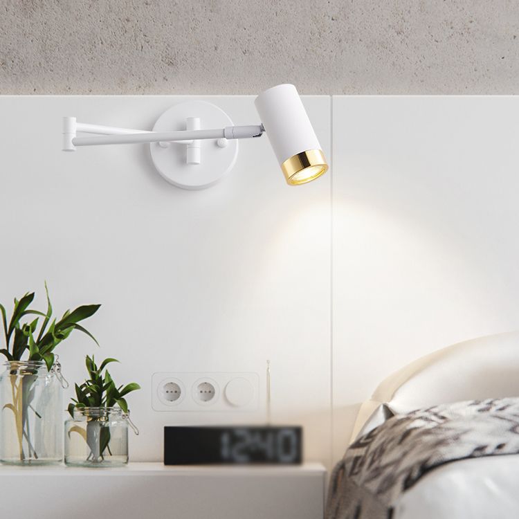 Modern Artistic Adjustable Wall Lamp Lacquered Iron Cylindrical Wall Light with Aluminium Shade