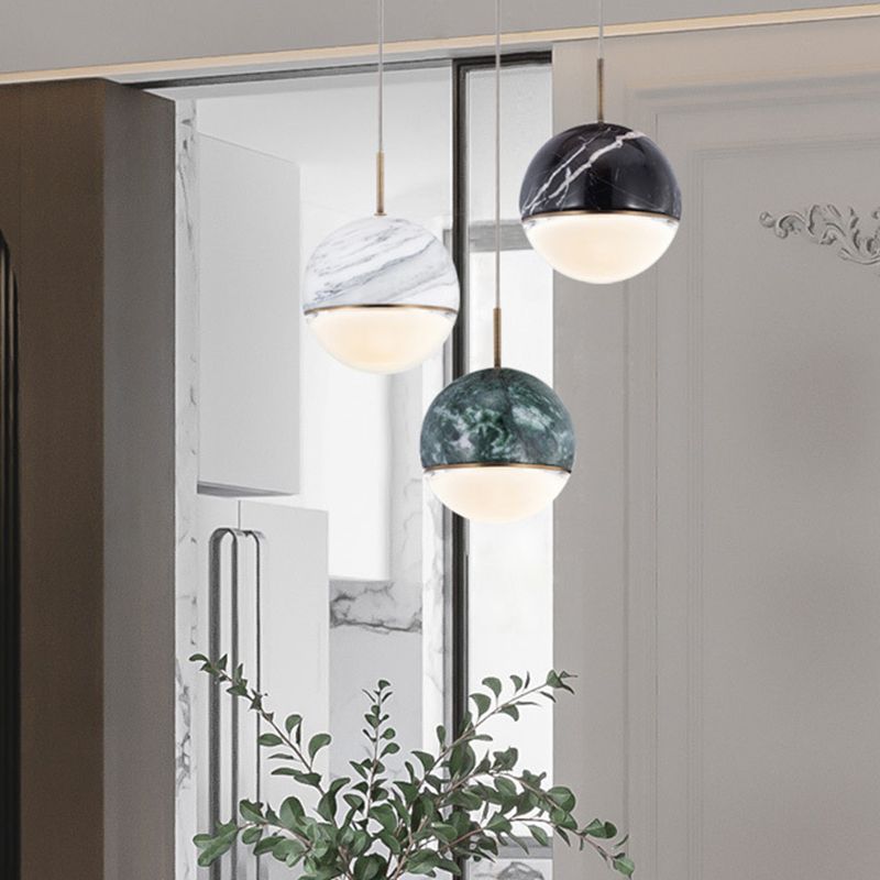 Marble Globe Hanging Light Fixture Postmodern Dining Room LED Pendant Light