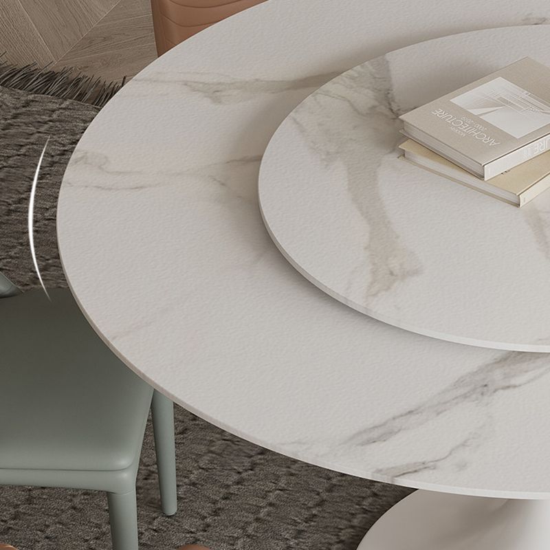 Modern Pure White Stone Dining Set Stone 1/4/5/7 Pieces Dining Furniture for Home