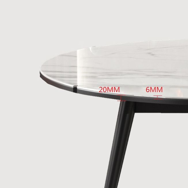 Modern Style Sintered Stone Dining Table White Round Table with Metal Base