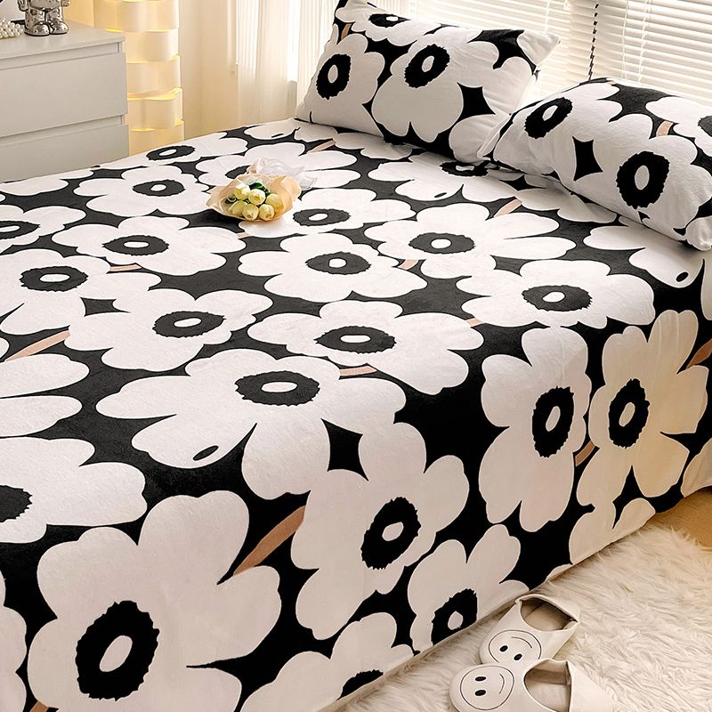 Floral Bed Sheet Flower Pattern Non-pilling Breathable Resistant Bed Sheet