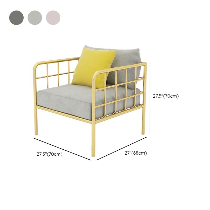 Contemporary Metal Frame Velvet Square Arm Sofa For Living Room