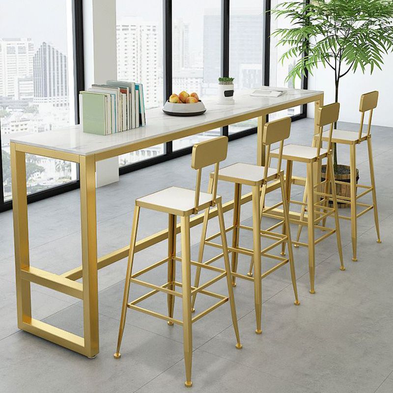 Glam Bar-height Table Rectangular and White Top Table for Living Room