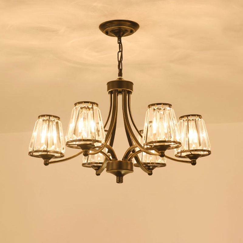 Crystal Prism Hanging Chandelier Conical Traditional Style Pendant Lighting Fixture