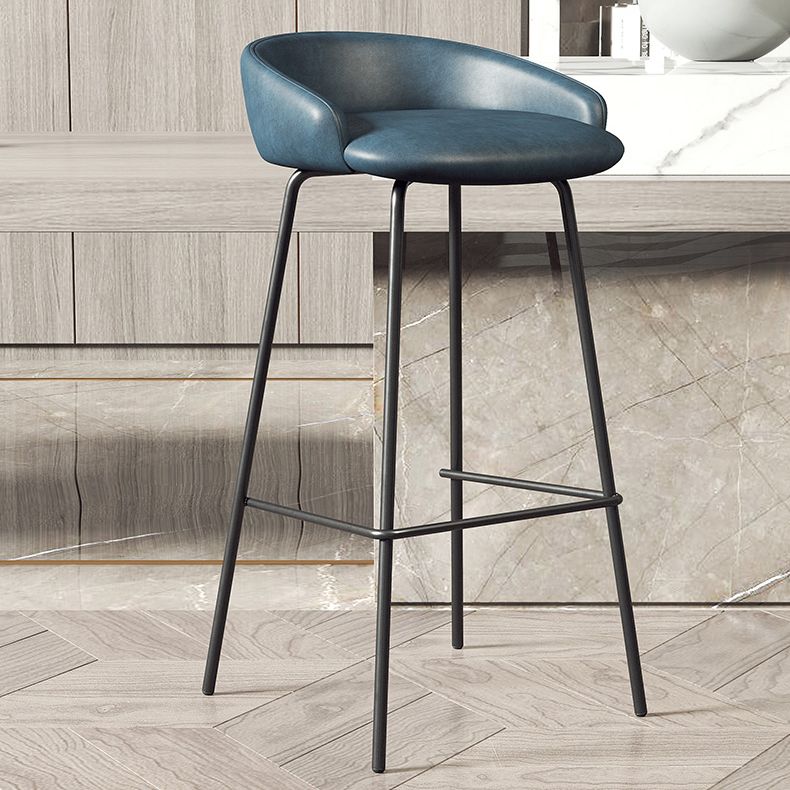 Faux Leather Bucket Seat Barstool Scandinavian Low Back Bar Stools