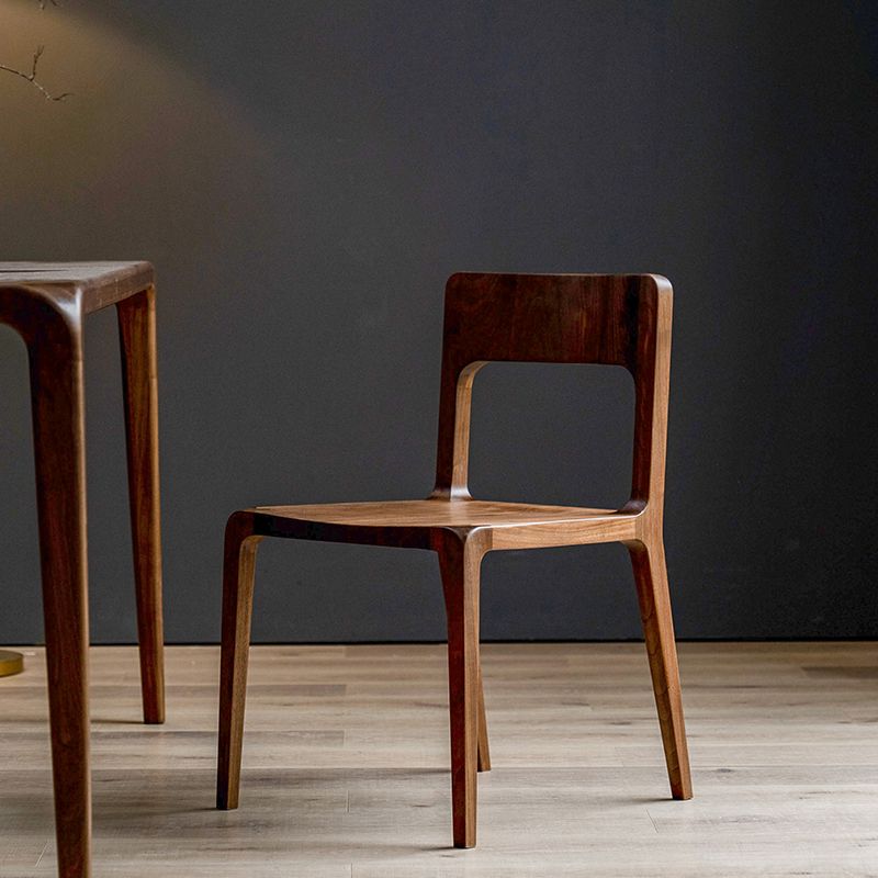 Contemporary Style Open Back Solid Wood Dining Side Chair for Home