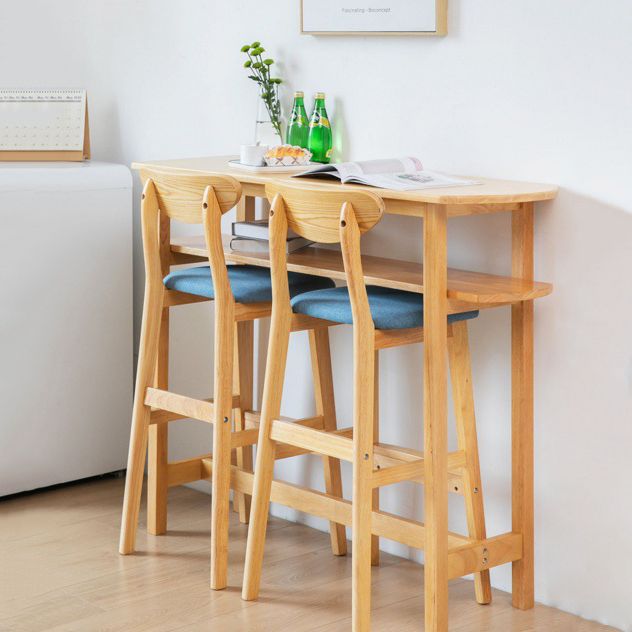 Scandinavian Matte Finish Upholstered Counter Height Stool Home Solid Wood Bar Stool