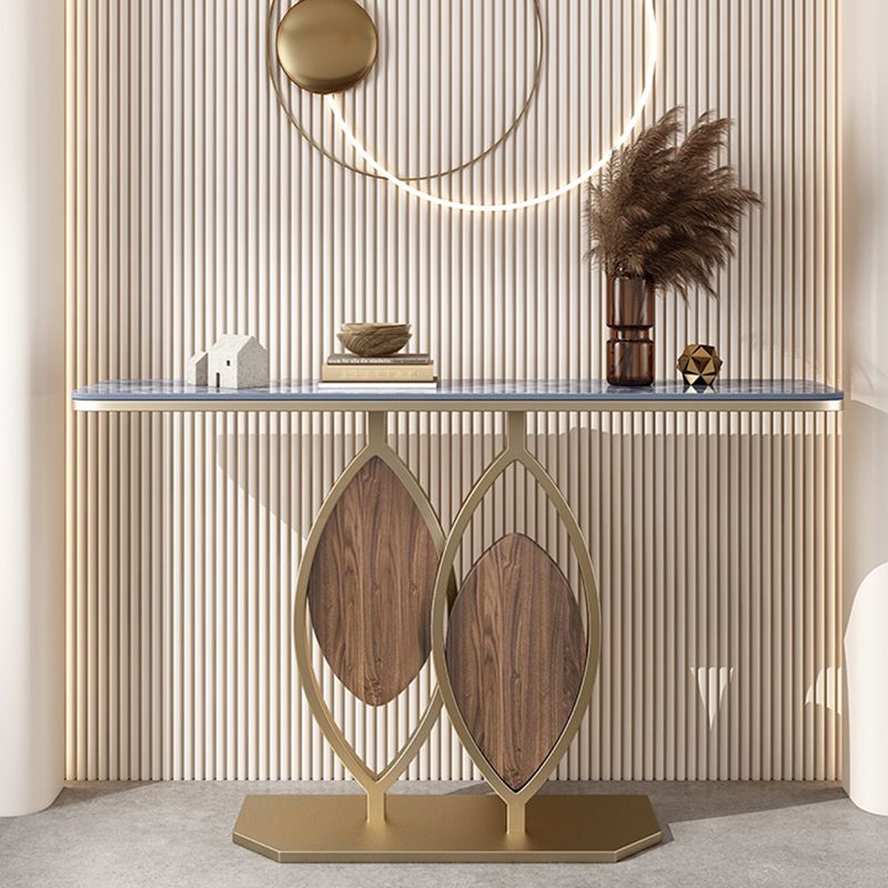 Stain Resistant Glam Marble/metal Rectangle Console Table in Brown/blue