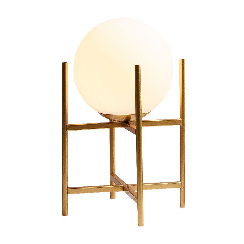 1 Head Study Desk Lampe Modernismus Schwarz/Gold Lesebuch Licht mit Kugel Opalglas Schatten