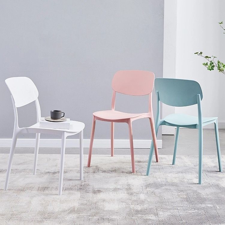 Silla de comedor de estilo moderno, cocina de plástico, silla individual sin brazos