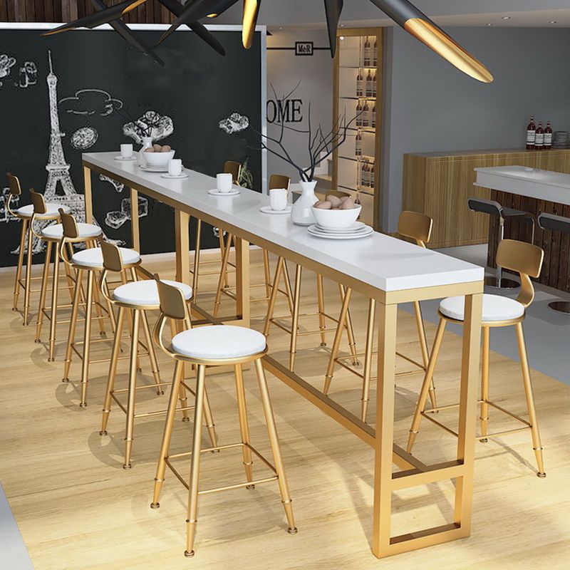 Glam Bar Height Table Solid Wood Top Bistro Pub Table with Gold Base