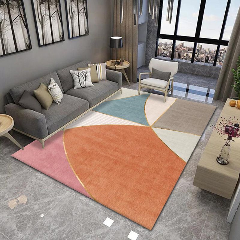 Orange Modern Rug Polyester Graphic Area Rug Washable Rug for Home Decor