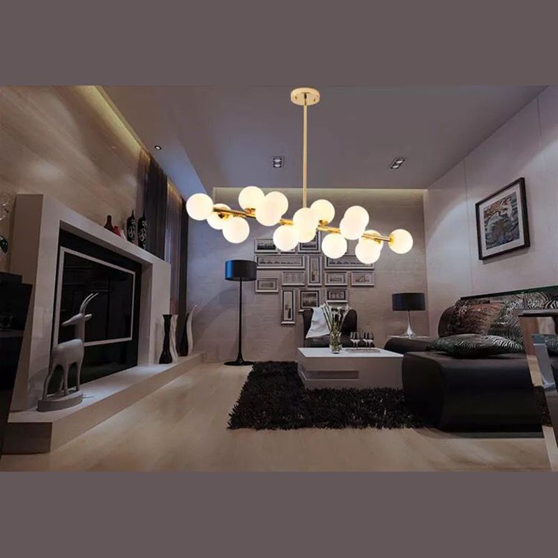 Ball-Shaped Island Chandelier Light Minimalist Style Glass Island Lighting Fixture