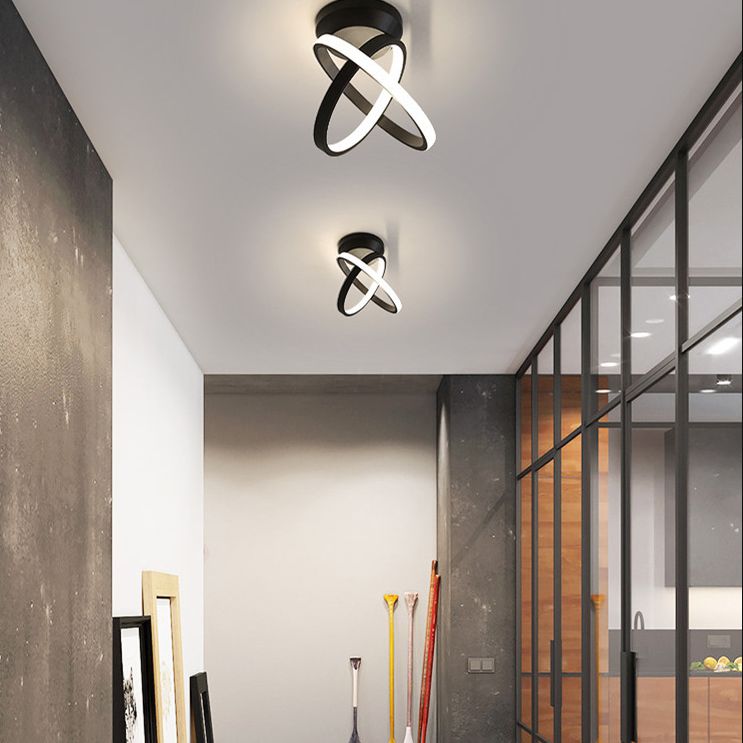 Circle Semi Flush Mount Light Fixture Ultra-Contemporary Metal Ceiling Light Fixtures for Hallway