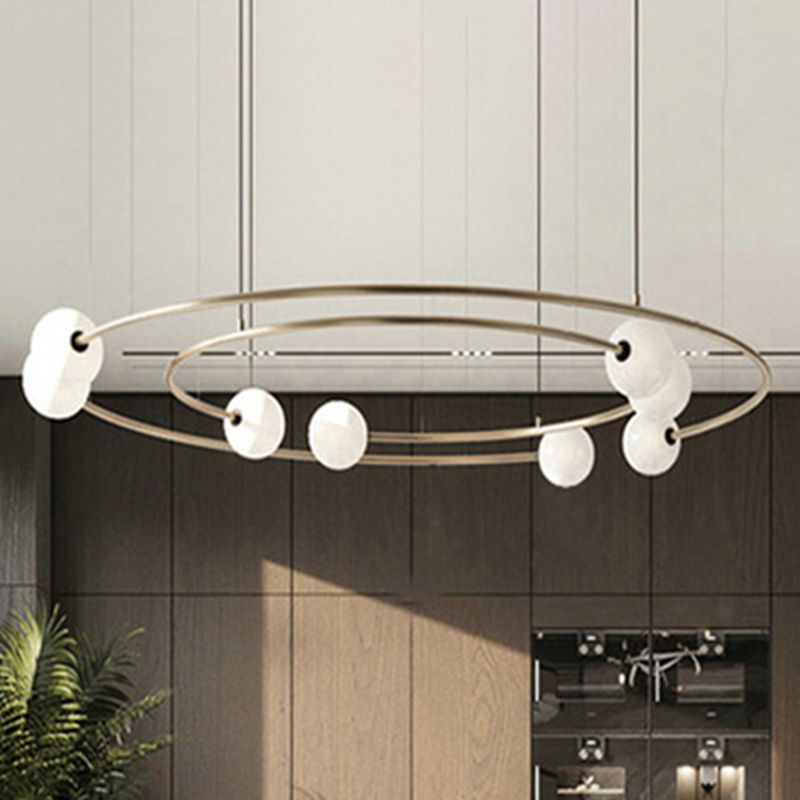 Metallic Universe kroonluchter met orb -schaduw woonkamer 8 lichten modern hangers licht in verouderd messing