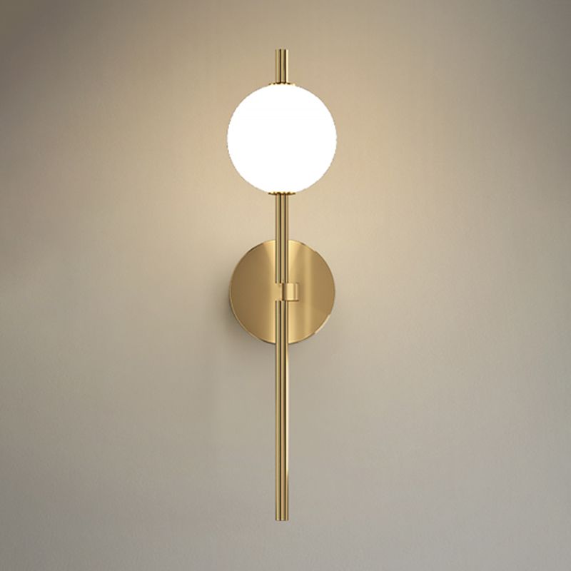 Copper Gold LED Wall Sconce in Modern Minimalist Style Globe Glass Wall Lamp for Living Room