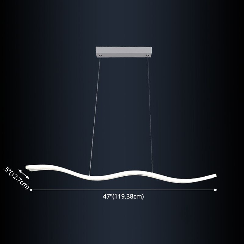 Minimalist Wave Island Pendant Light Acrylic Dinning Room LED Chandelier Lighting in White