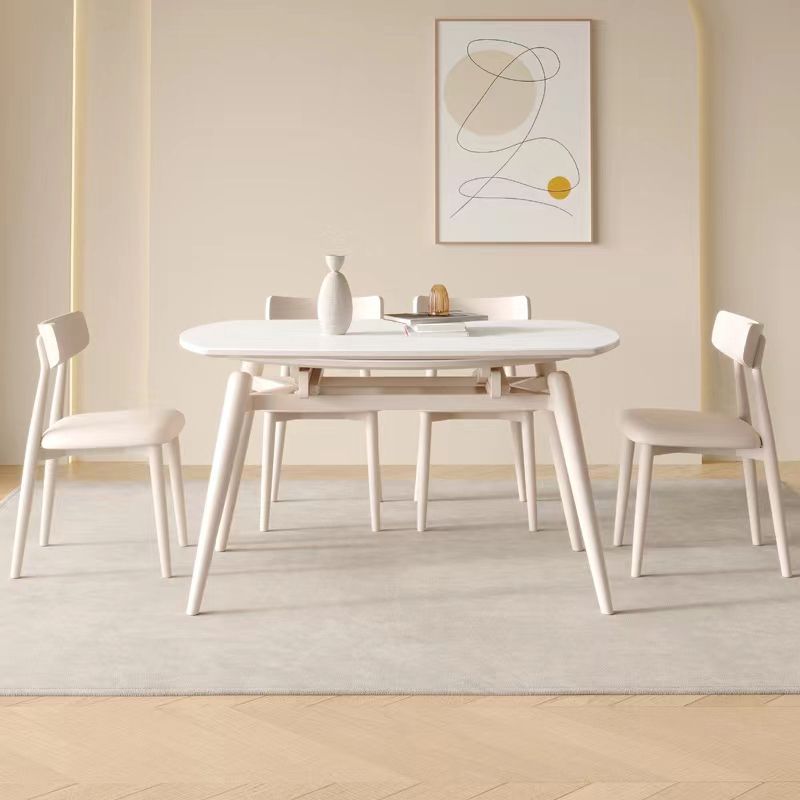 Modern 1/4/5/7 Pieces Furniture Round Stone Dining Set in White
