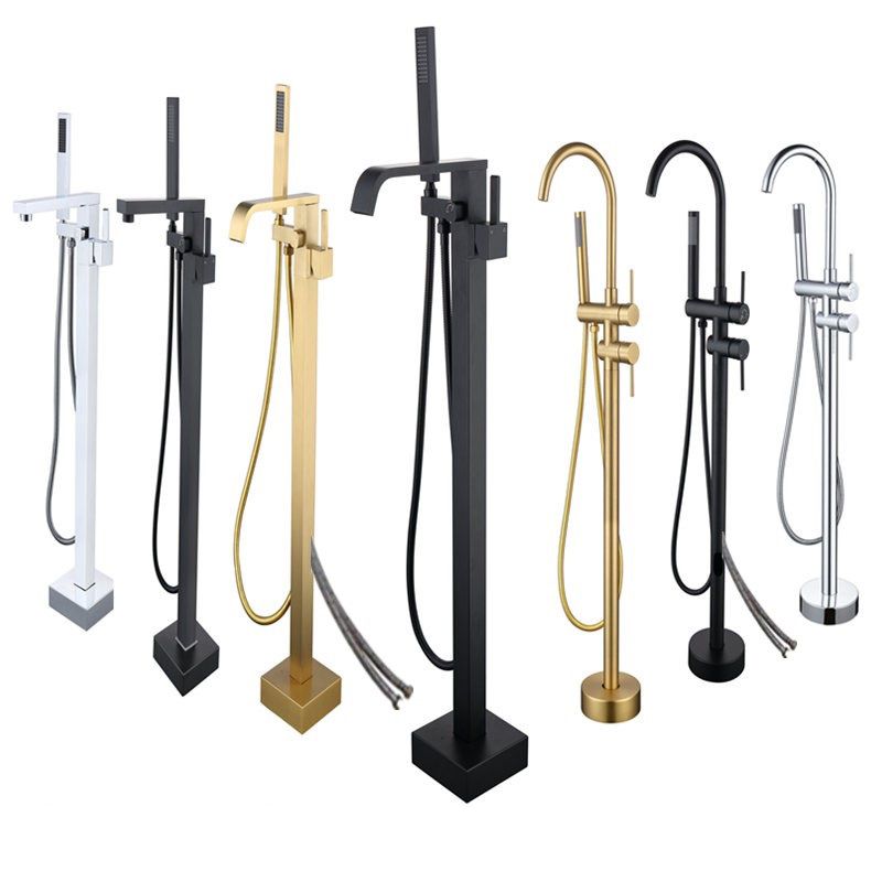 Floor Mounted Metal Freestanding Tub Filler 1 Handle Freestanding Bathtub Faucet