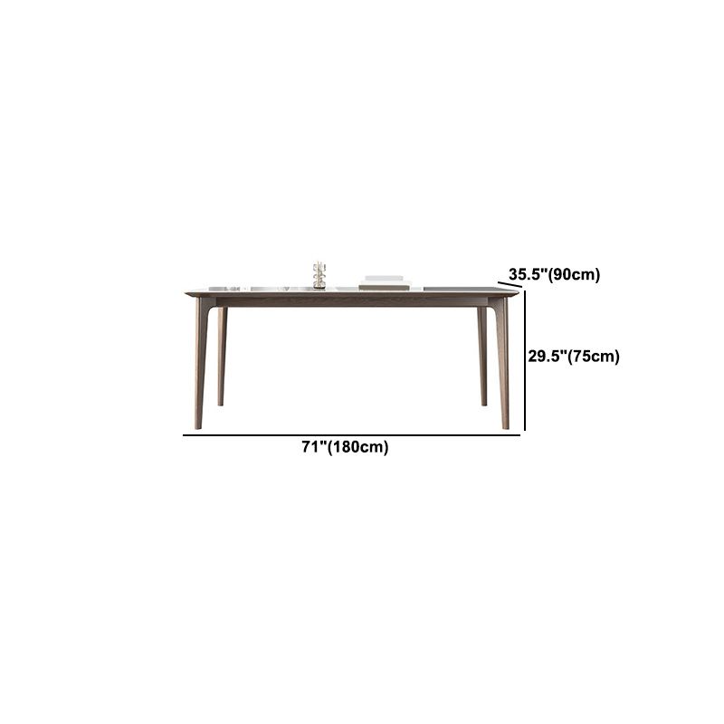 White Stone Top Dining Table Mid-Century Modern Dining Table with 4 Wood Legs