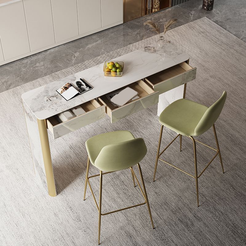 Glam Style Stone Bar Dining Table Rectangle Bar Table for Living Room