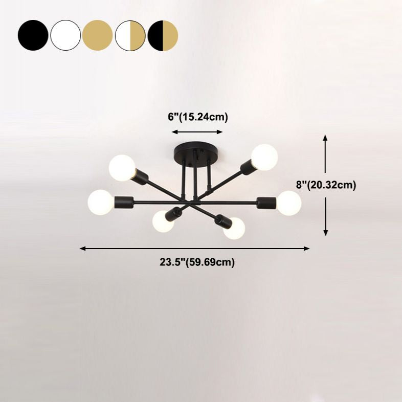 Metal Sputnik Shade Flush Ceiling Light Modern Style 6 Lights Flush Mount Fixture
