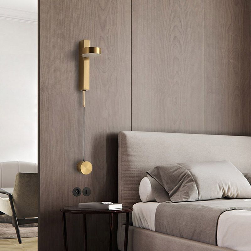 Round Metal Wall Sconce Modern Style 1-Light Wall Mount Lighting