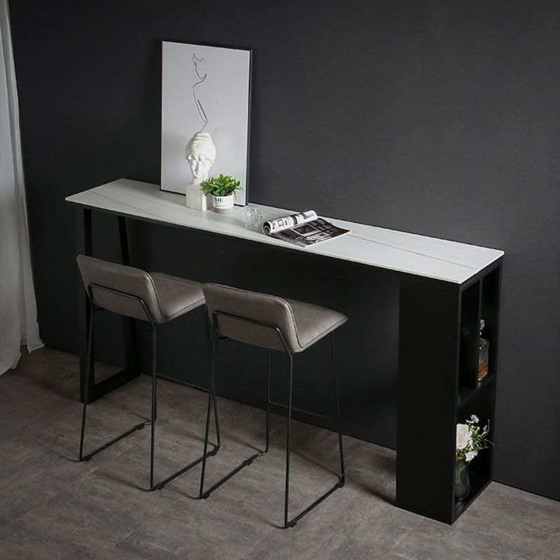 42-inch Height Cocktail Bar Table Industrial Style Metal Base Bar Height Storage Table