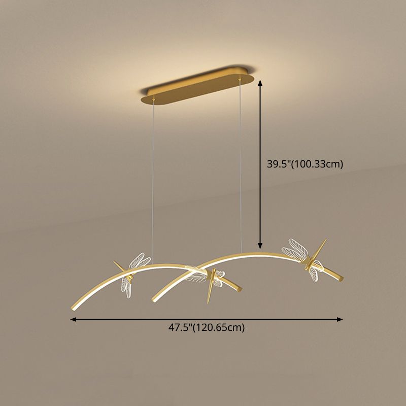 4 Leichte lineare Libelle Insel Lichter moderne Kronleuchter Metal Island Lighting