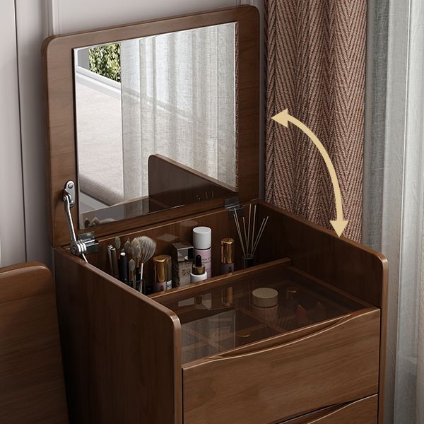 Contemporary 3 Drawer & Jewelry Vanity Desk Wood Makeup Vanity Desk