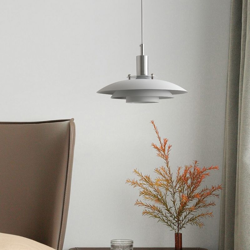 Pendentif LED de style moderne Lumière blanche en métal blanc suspendu pour salle à manger