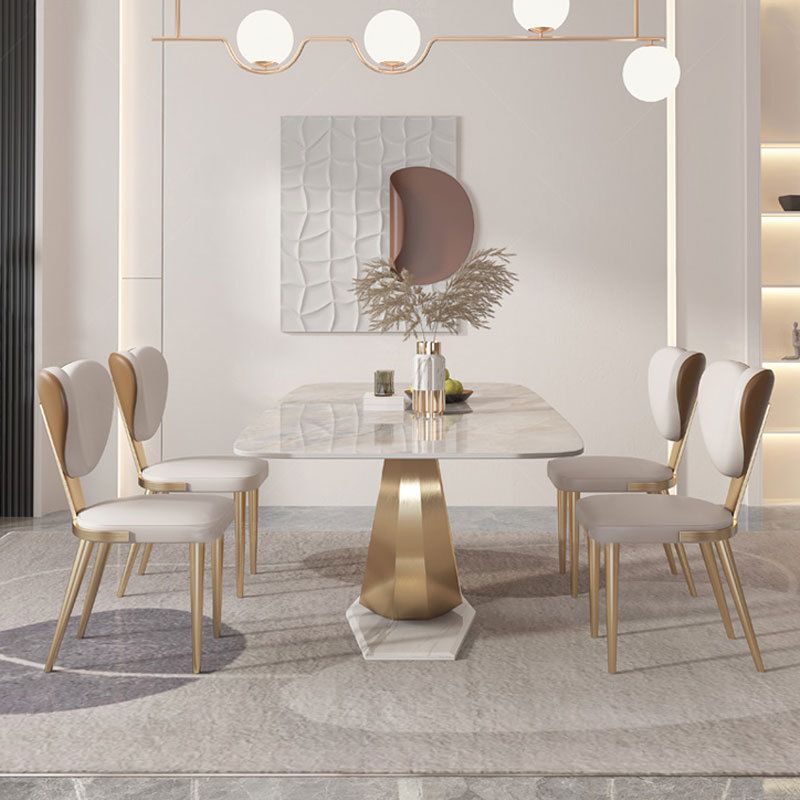 Glam Style Sintered Stone Table Dining Rectangle Table for Home